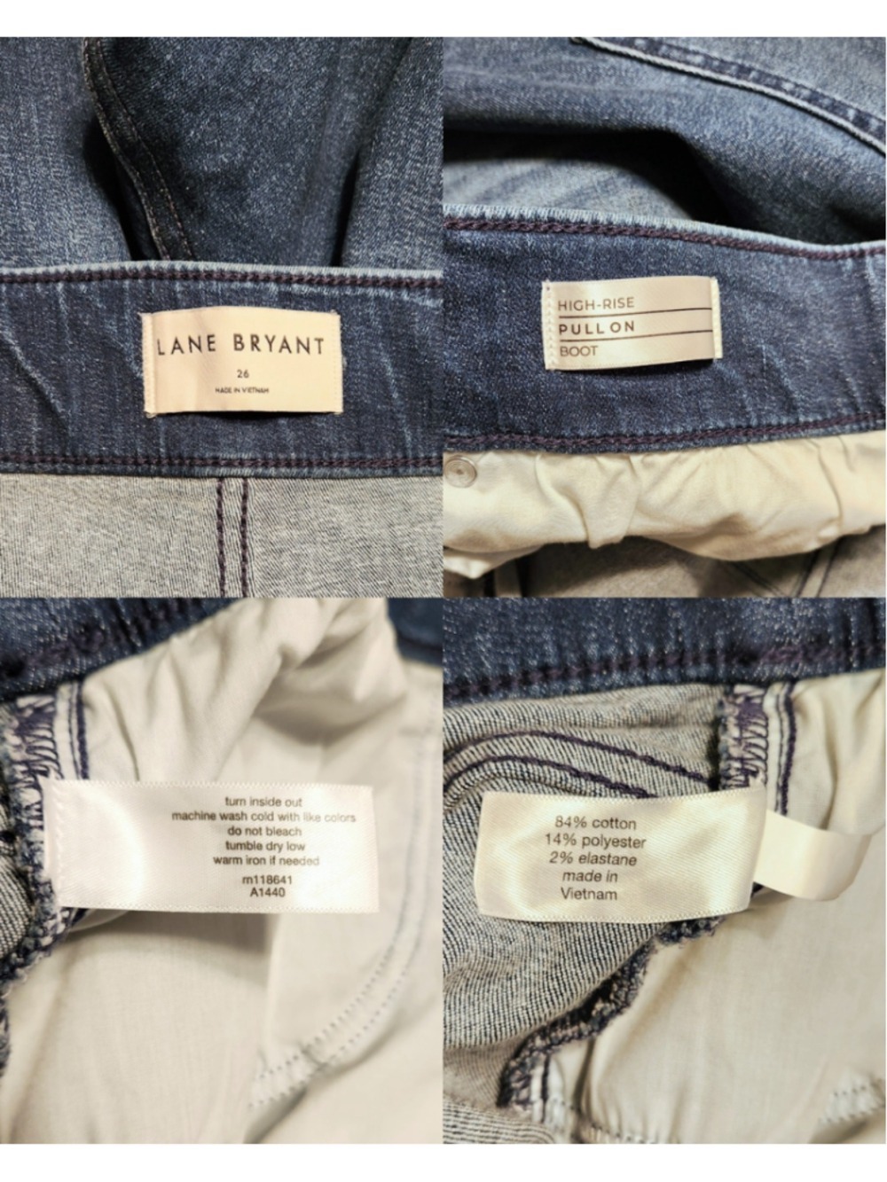Lane Bryant High Rise Pull On Wide Leg Faded Bootcut Jeans 26 - Picture 7 of 8